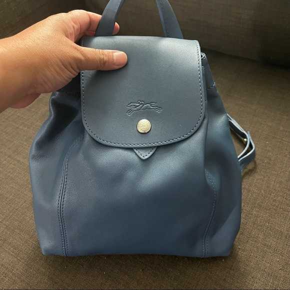 😃SOLD 😃 Extra Small Longchamp Le Pliage Cuir Backpack - Picture 9 of 16